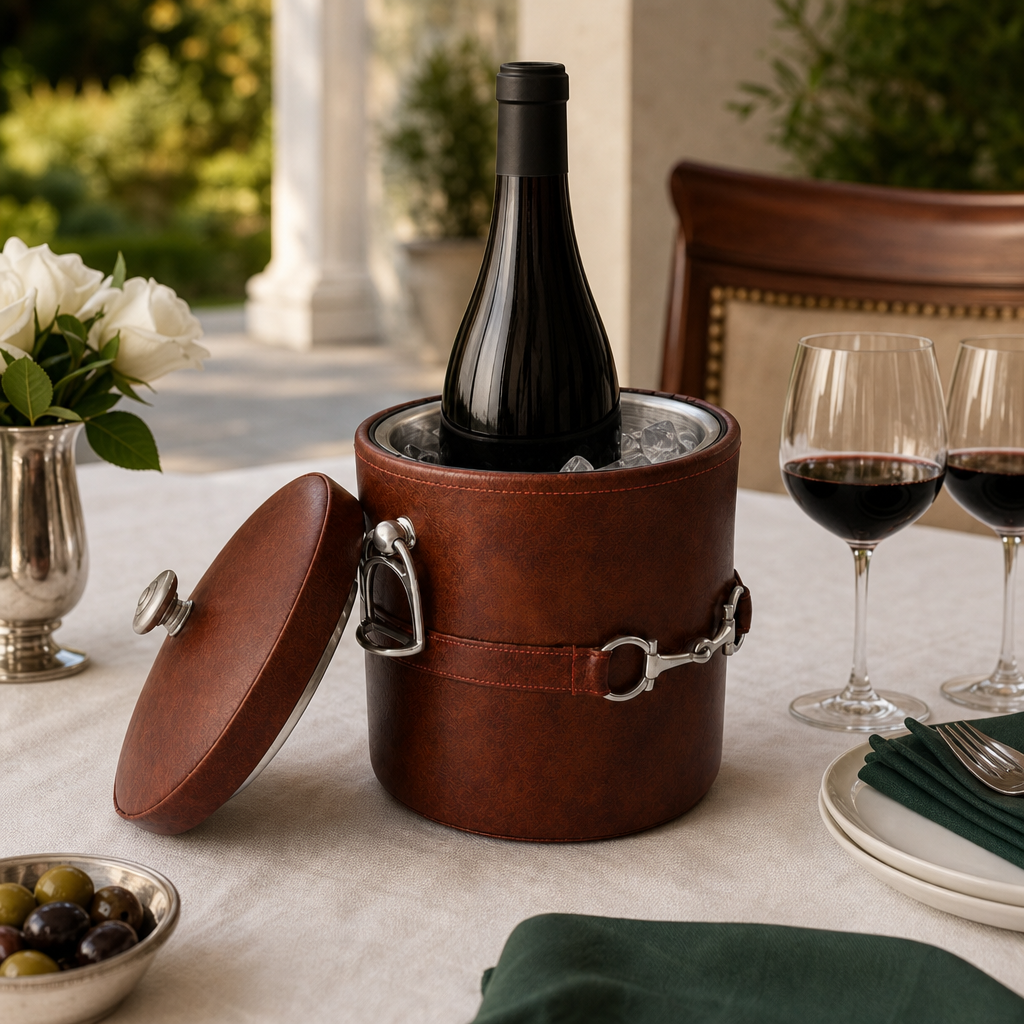 Equestrian Horse Bit Vegan Leather Ice Bucket