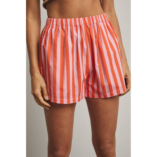 Striped Cotton Shorts - Orange/Pink