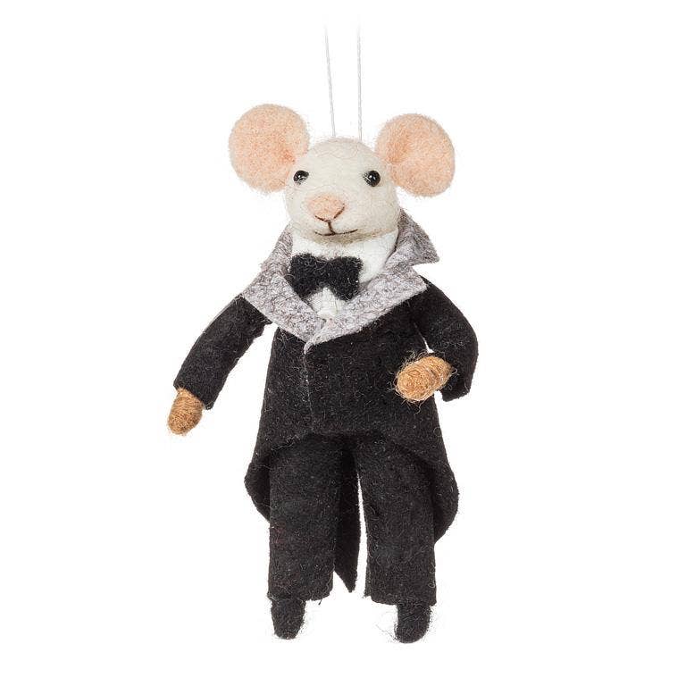 Bride Mouse Ornament with Bouquet