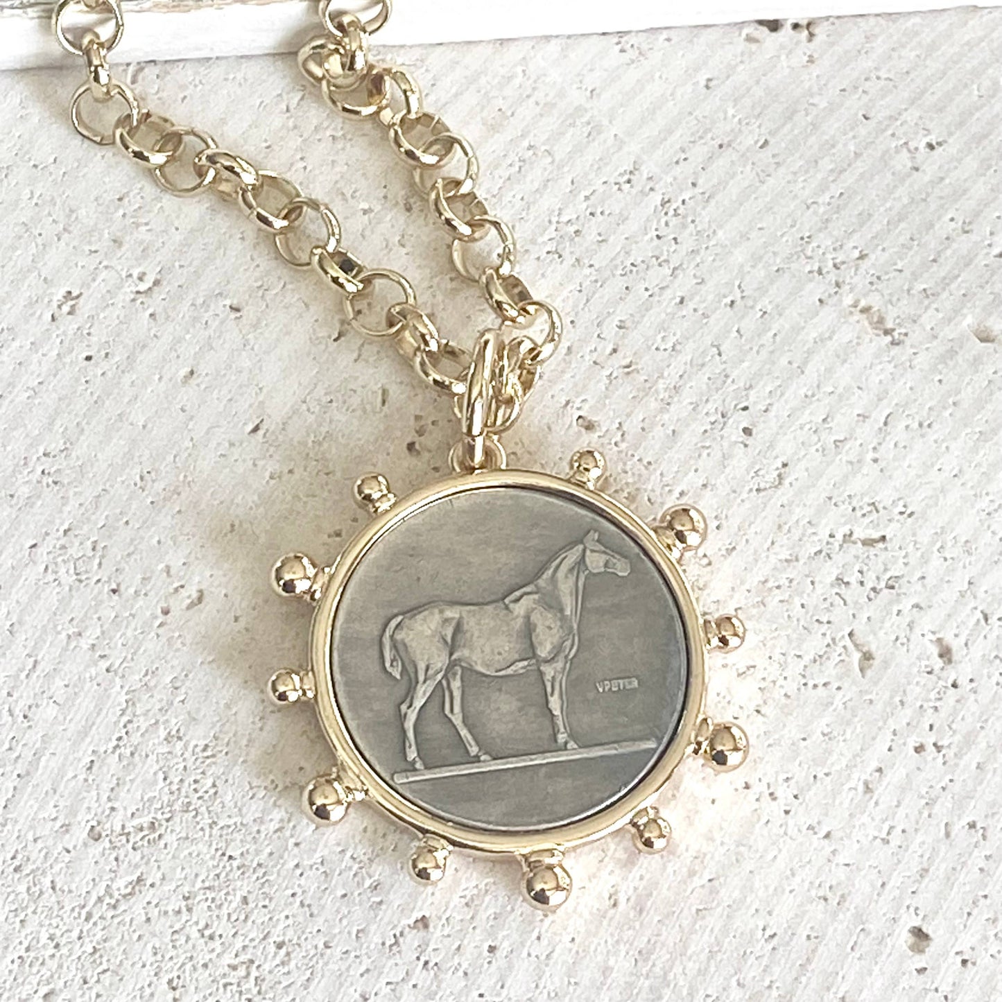 Horse Coin Chain Necklace