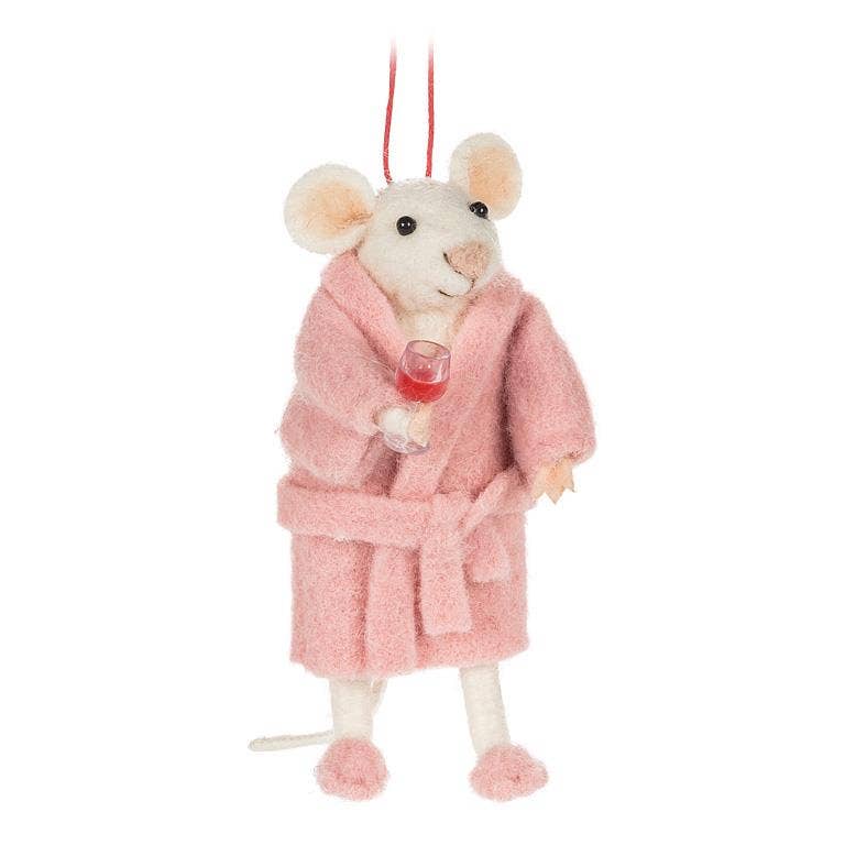 Mouse with Bathrobe & Slippers Ornament