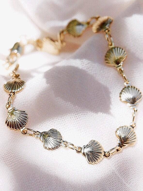 Gold Filled Seashell Chain Bracelet