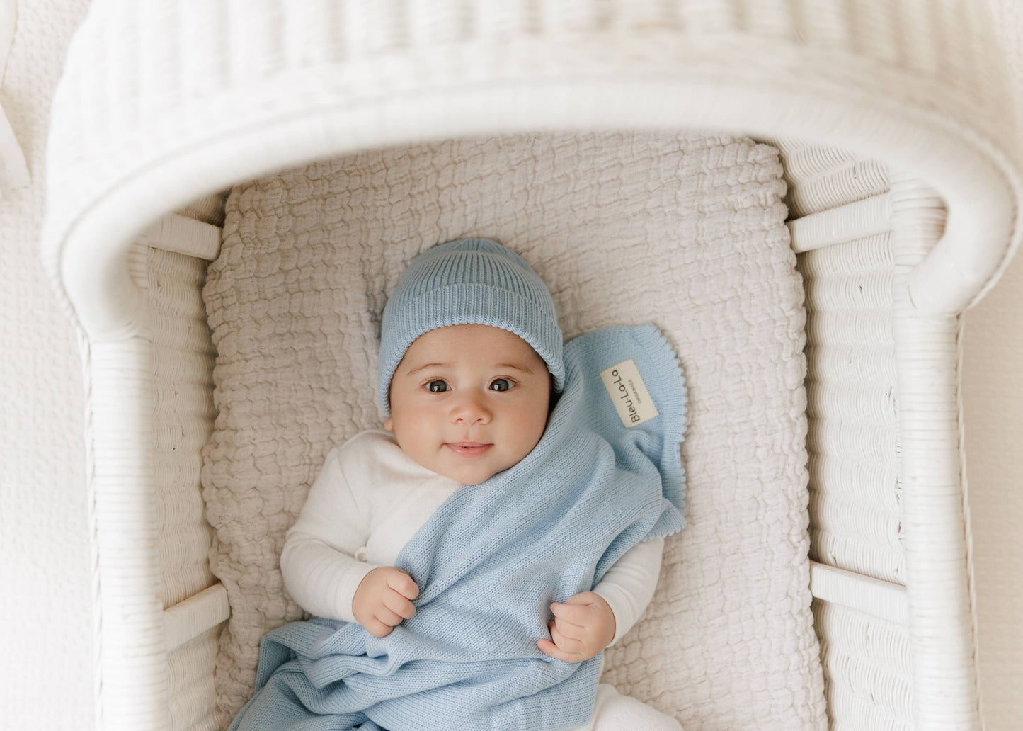 Luxe - 100% Organic Cotton Knit Blanket + Hat Boxed Gift Set - Blush Pink