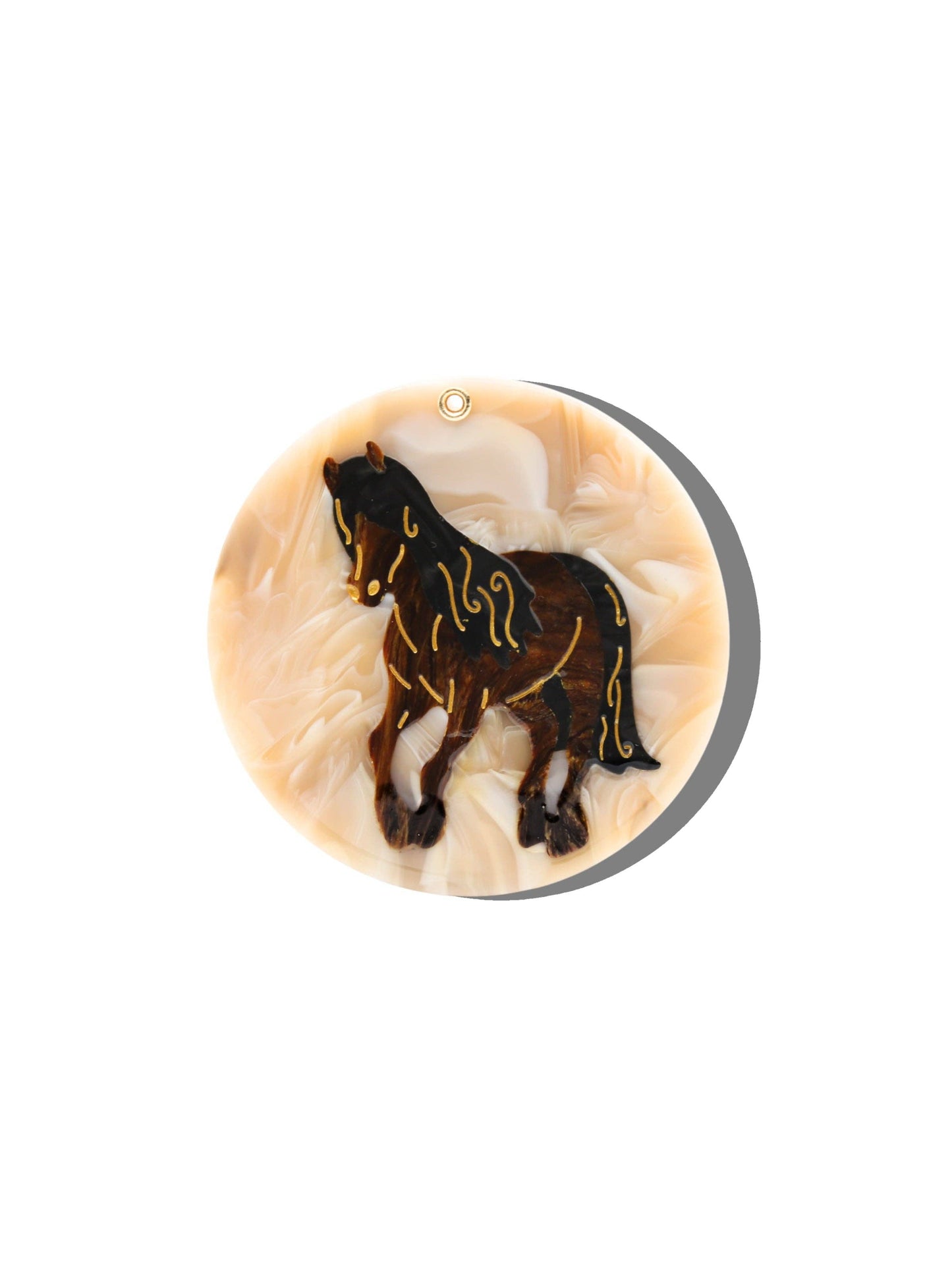Hand-painted Horse Compact Mirror | Eco-Friendly: Midnight Friesian