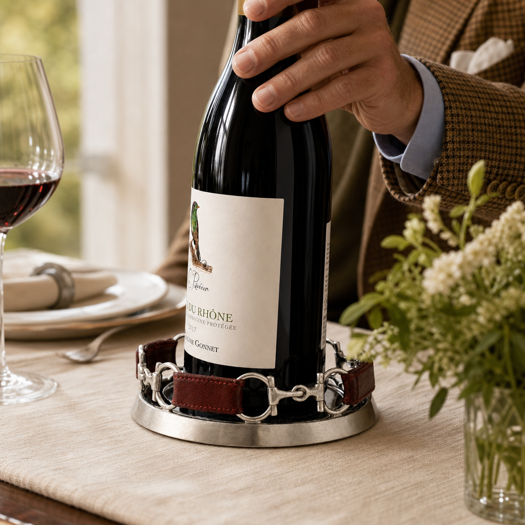 Equestrian Horse Bit Leather Wine Coaster