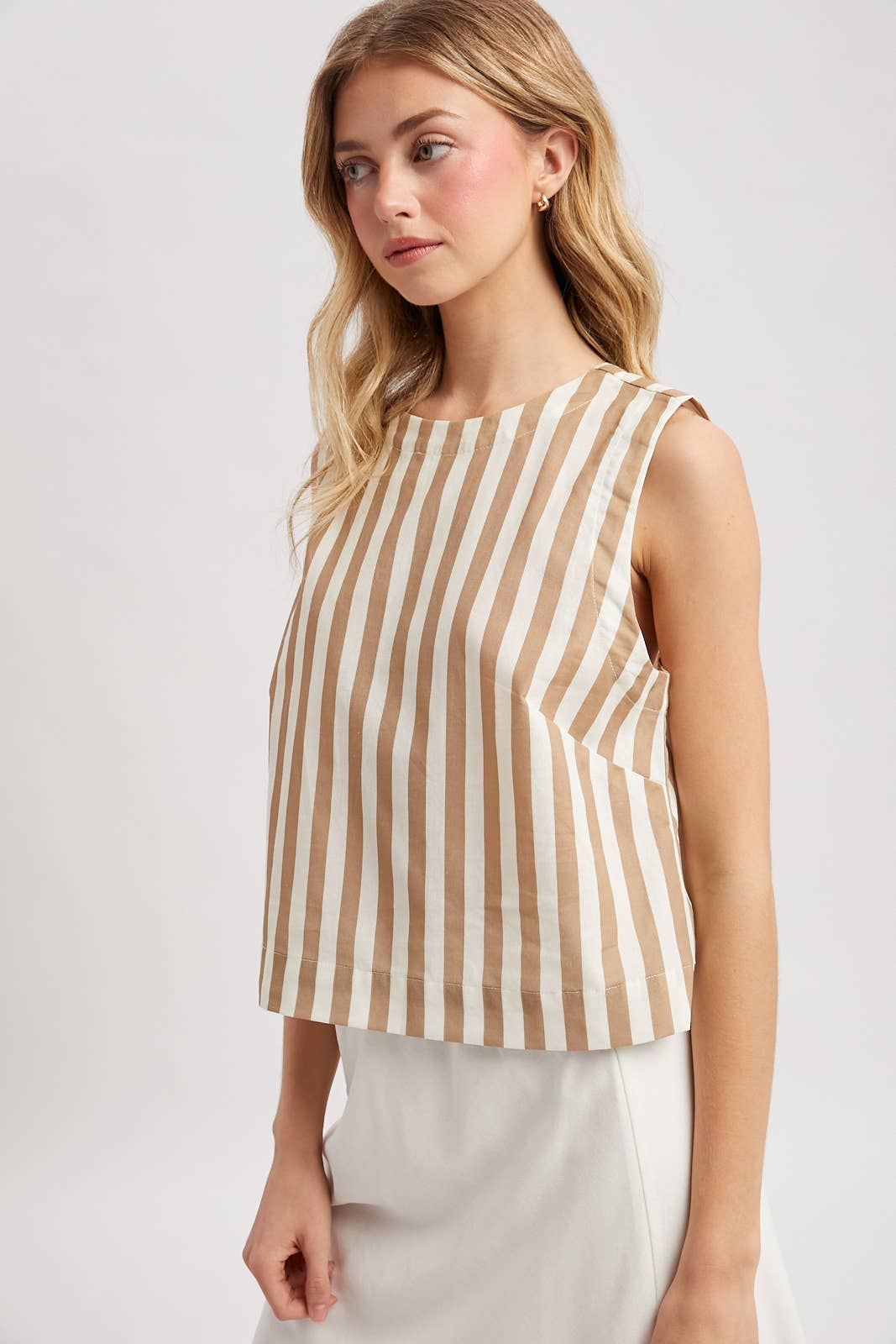 Striped Tank Top - Tan/White