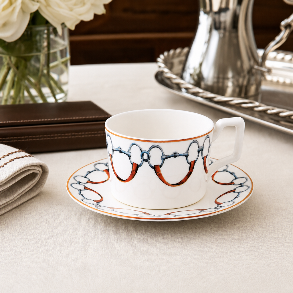 Wellington Bit Pattern Bone China Cup and Saucer