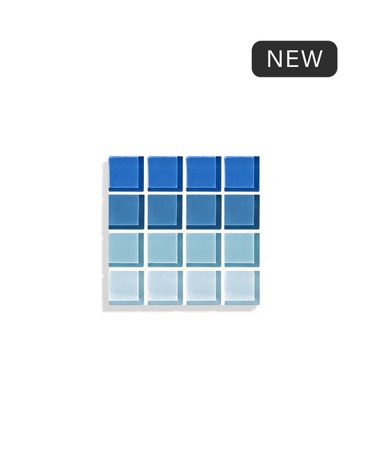 Glass Tile Checkered Coaster - Blue Ombre