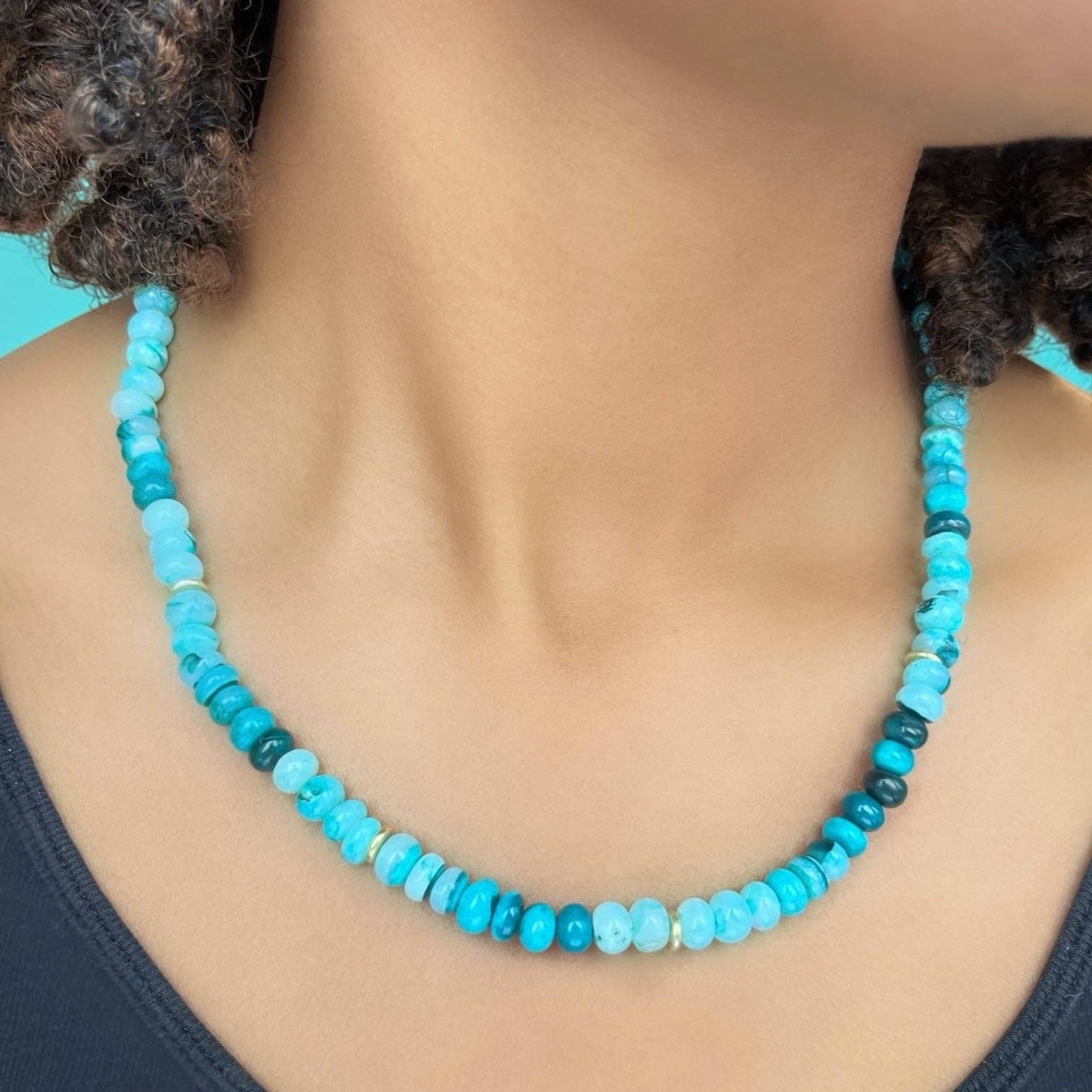 Beaded Opal Necklace - Teal