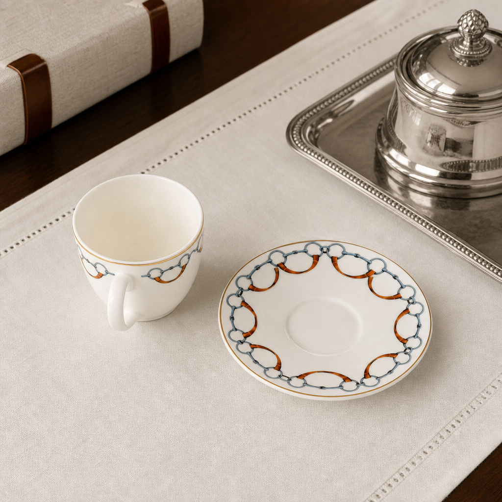 Wellington Bit Pattern Bone China Cup and Saucer