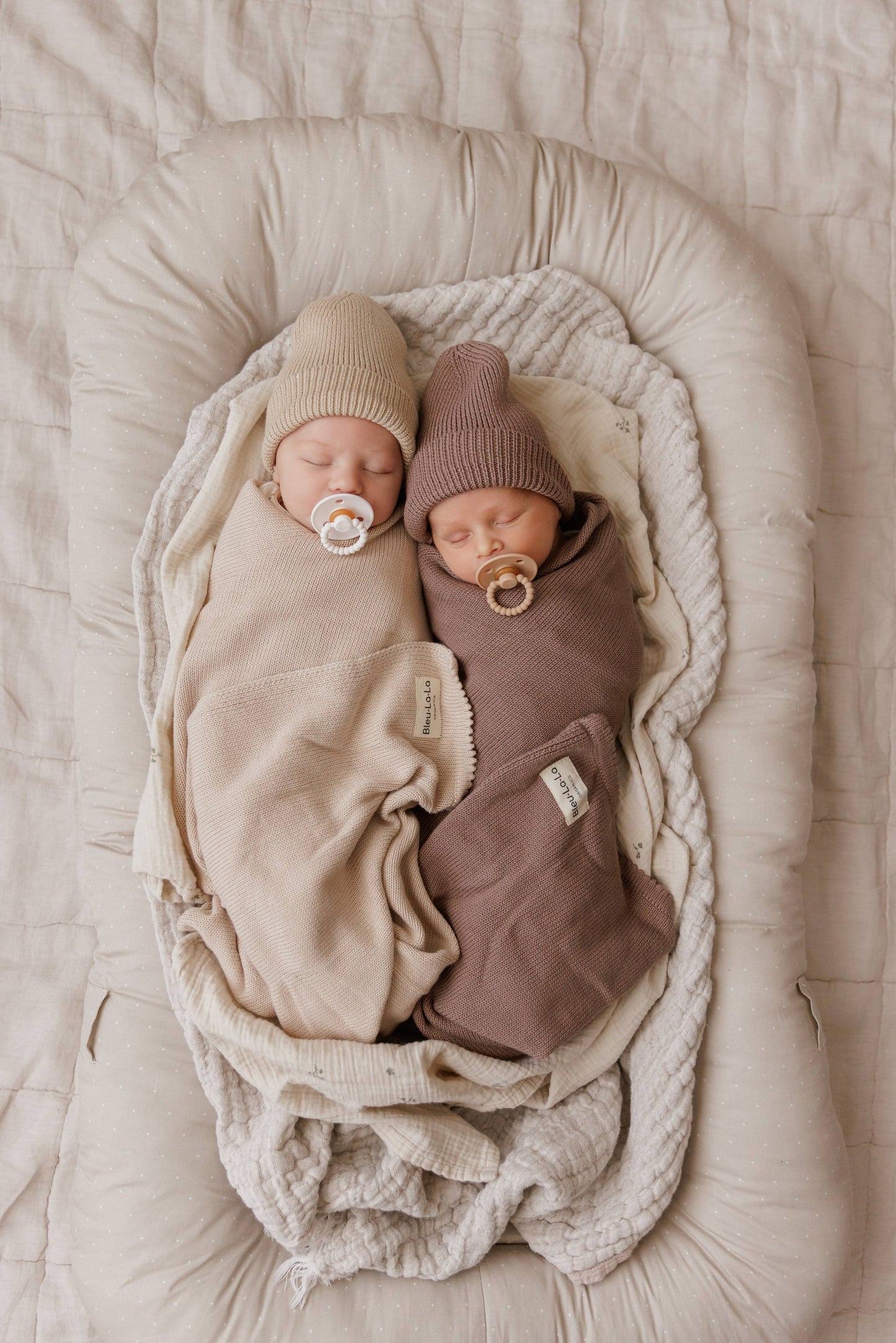 Luxe - 100% Organic Cotton Knit Blanket + Hat Boxed Gift Set - Blush Pink
