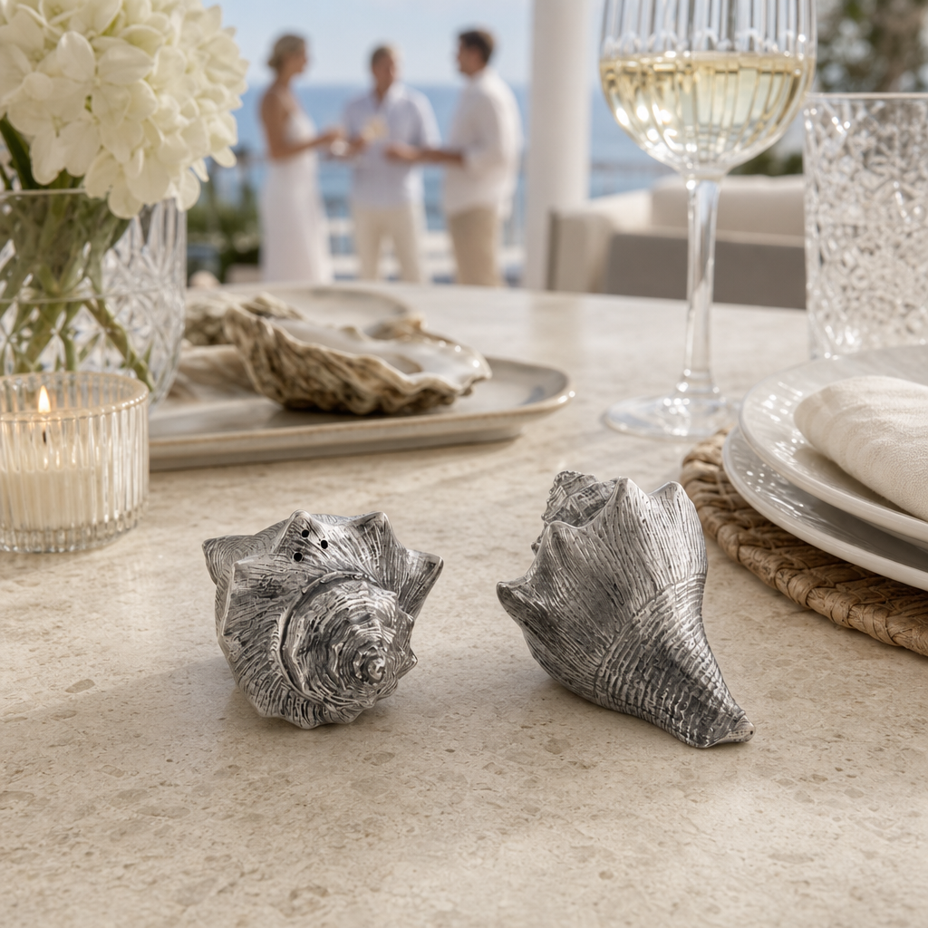 Pewter Conch Shells Salt & Pepper Set