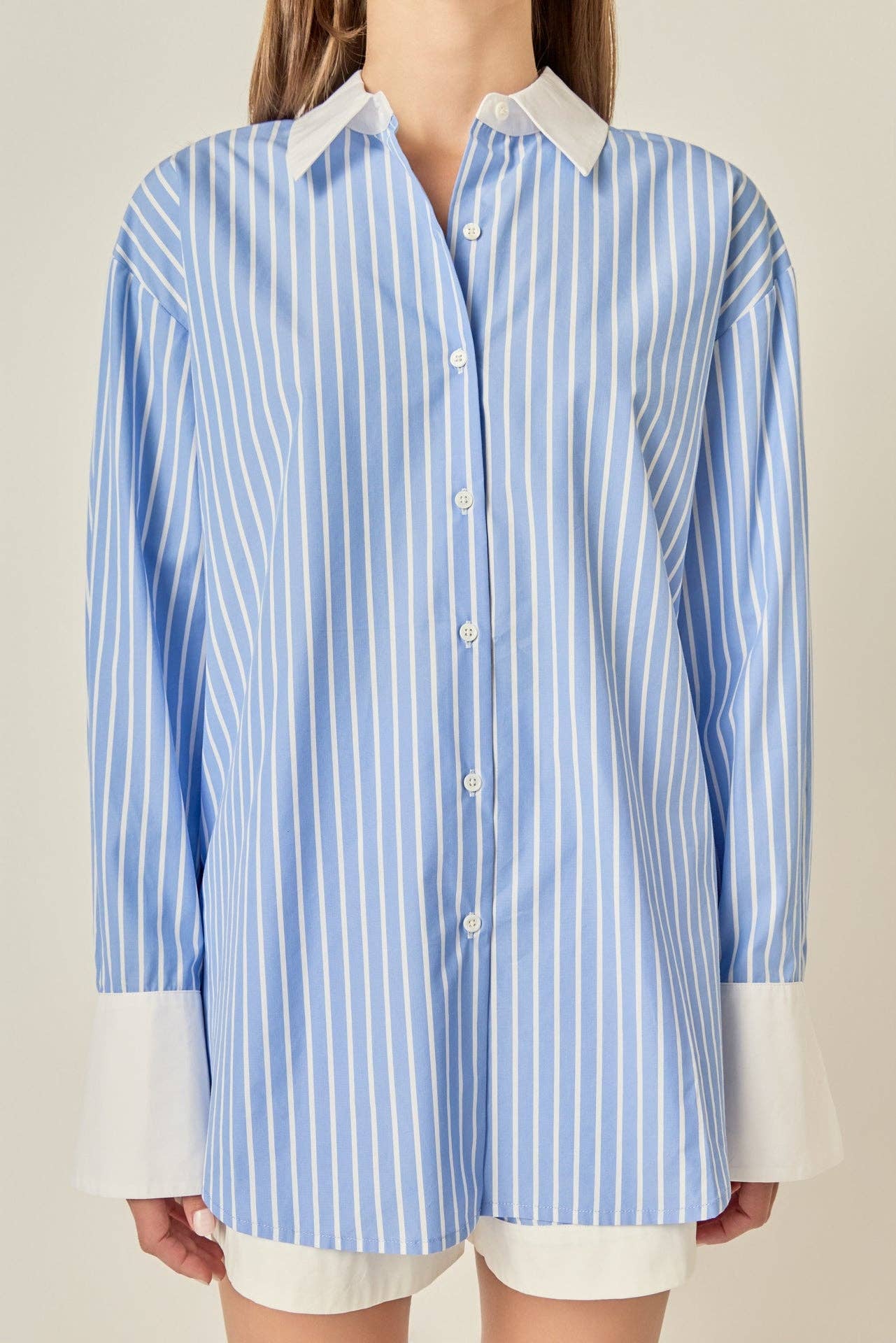 Oversize Stripe Contrast Color Shirt - English Factory