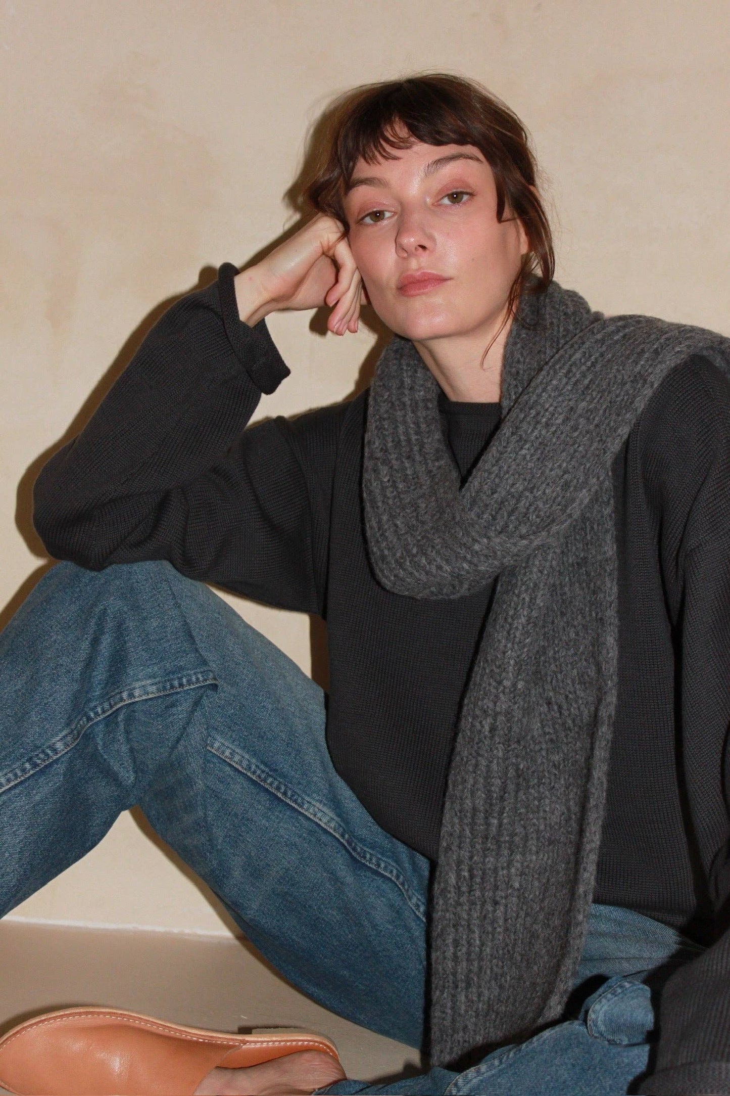 CeCe Knitted Alpaca Scarf - Oat