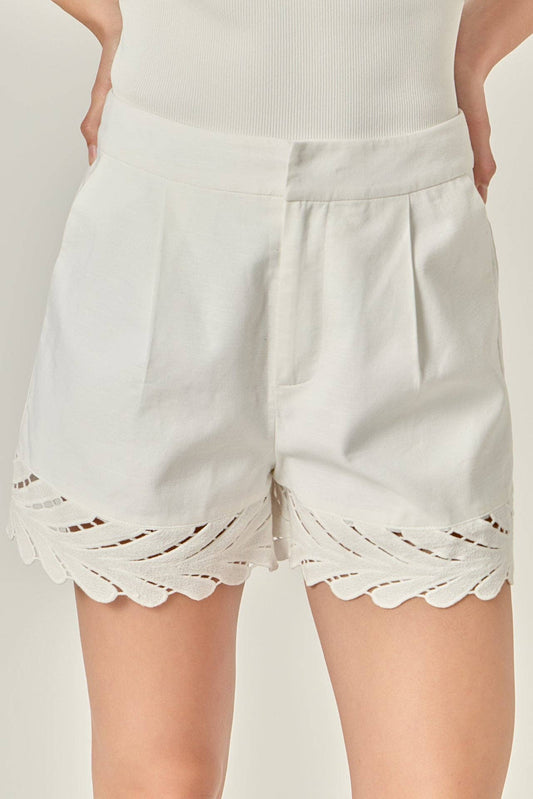 Embroidered Shorts - White - English Factory