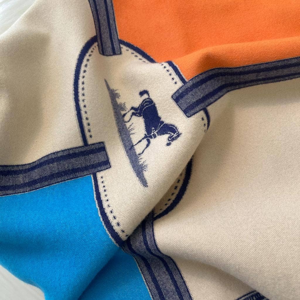 Equestrian Turquoise + Orange Prance Reversible Wrap– Artisan Shawl