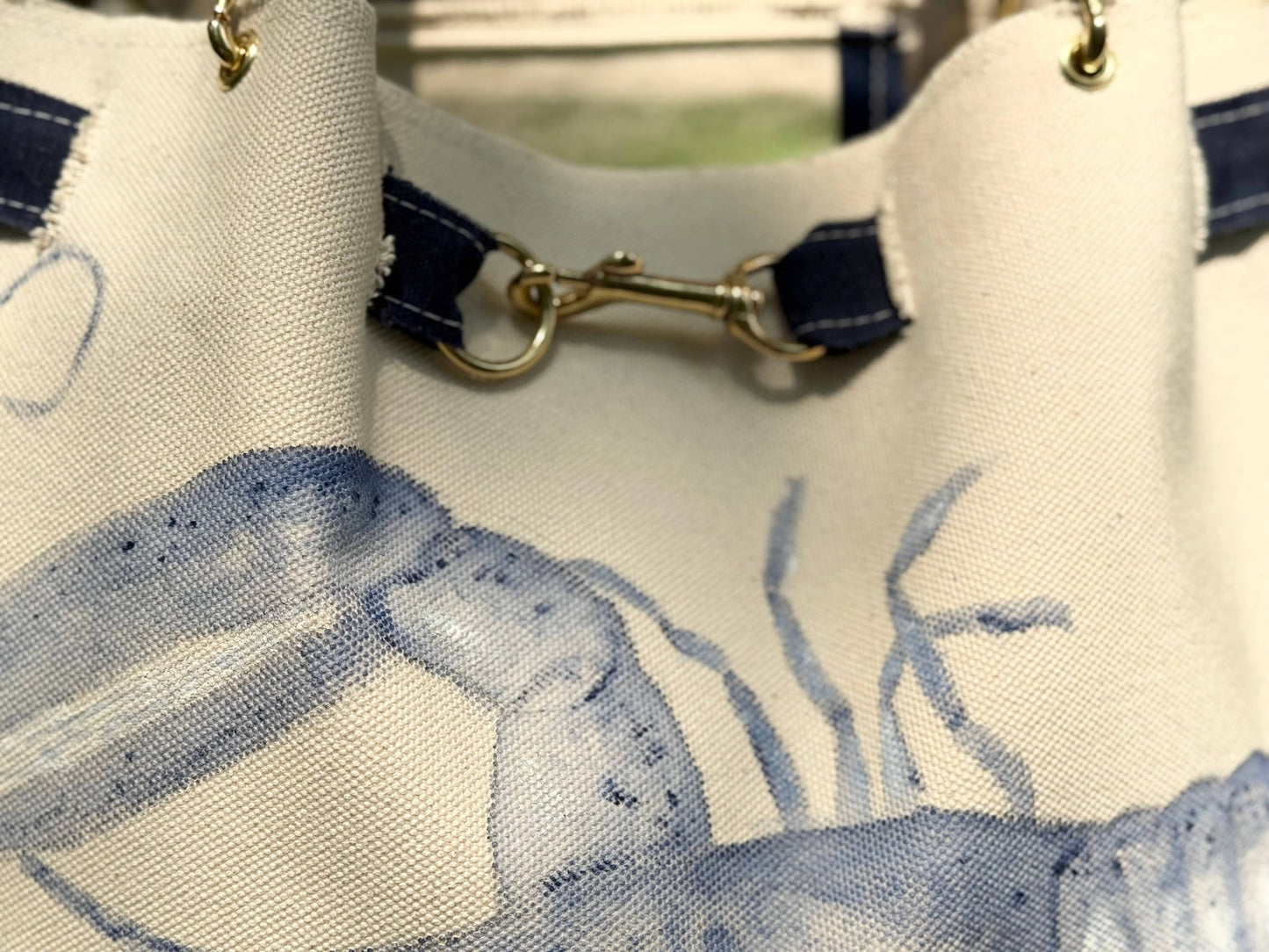 Hand Painted Blue Lobster Canvas Tote - Tori T Designs