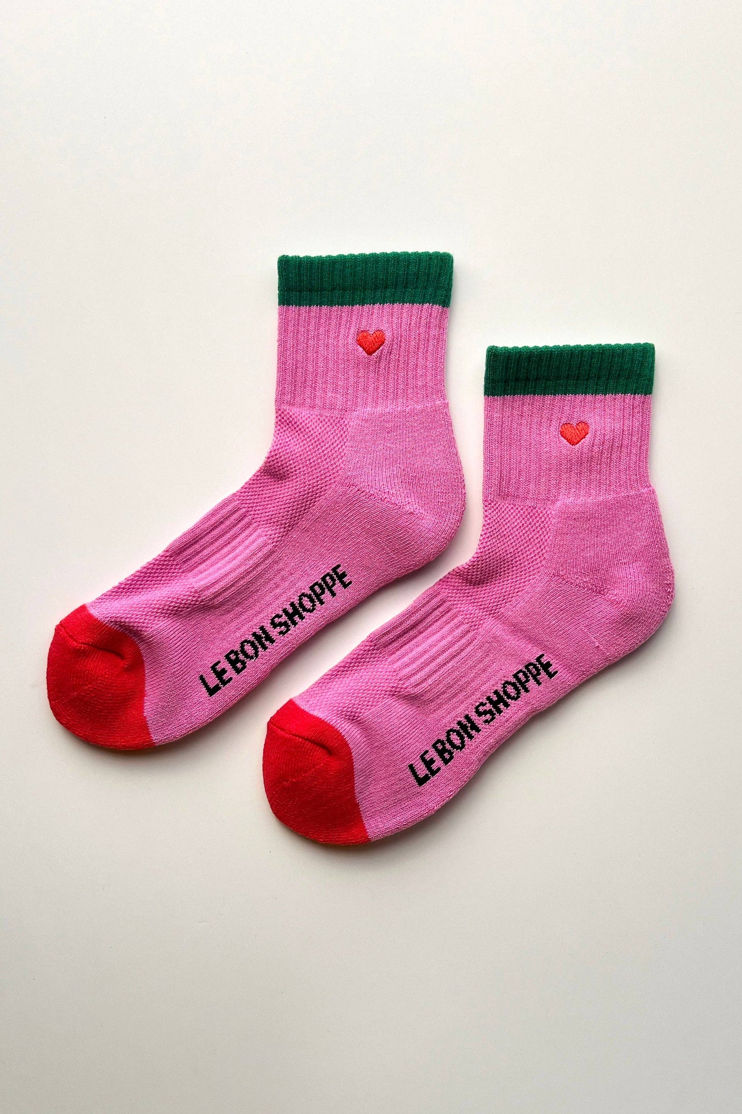 Embroidered Color Block Girlfriend Socks - Blue, Red + Heart