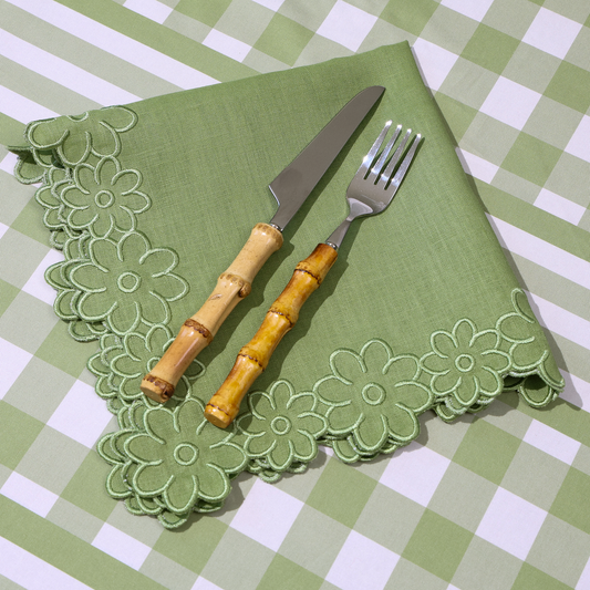Border of Flowers Linen Napkins - Set of 4