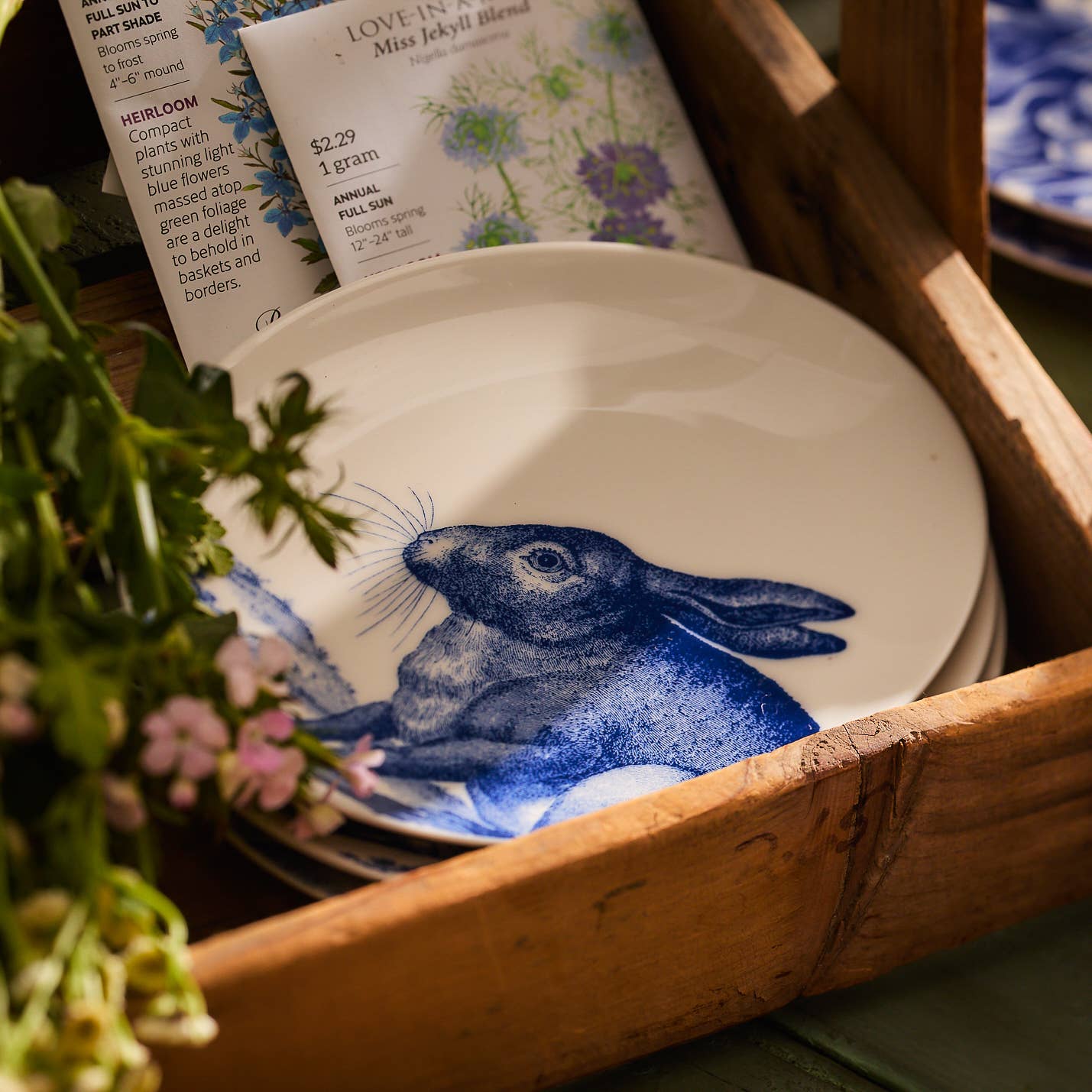Blue Bunnies Small Plates - Set of 4