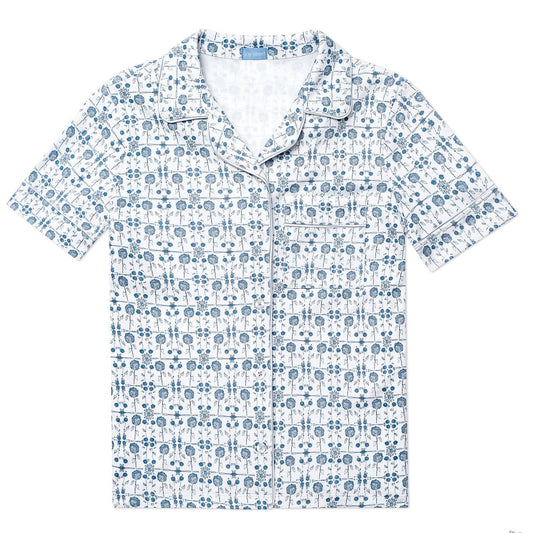 Hydrangeas Women’s Button Front Short Pajama Set Coastal Bloom - Joy Street