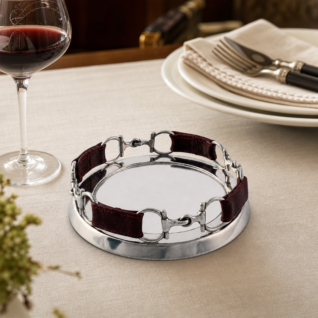 Equestrian Horse Bit Leather Wine Coaster