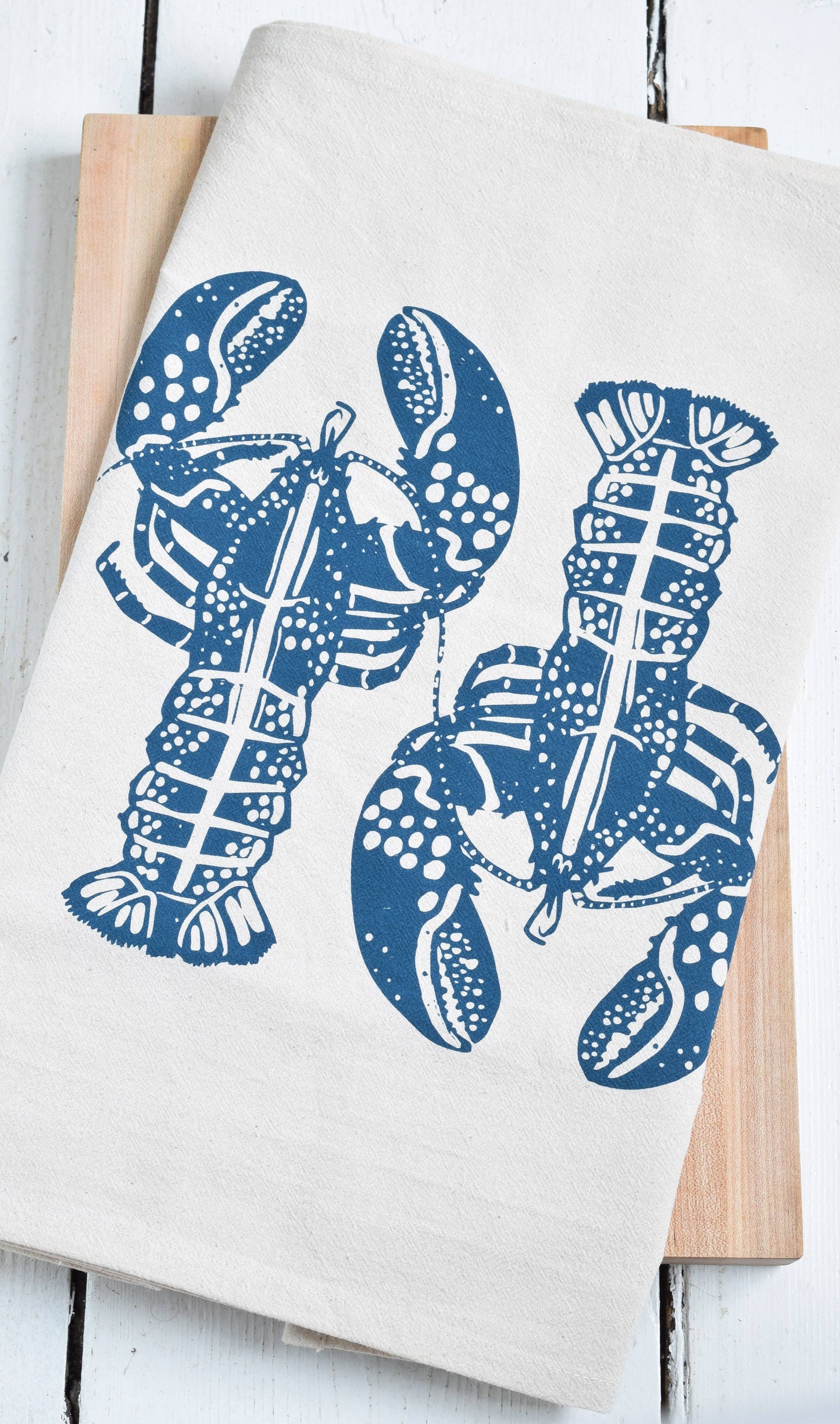 Double Lobster Tea Towel in Navy - Nautical Decor - Kitchen