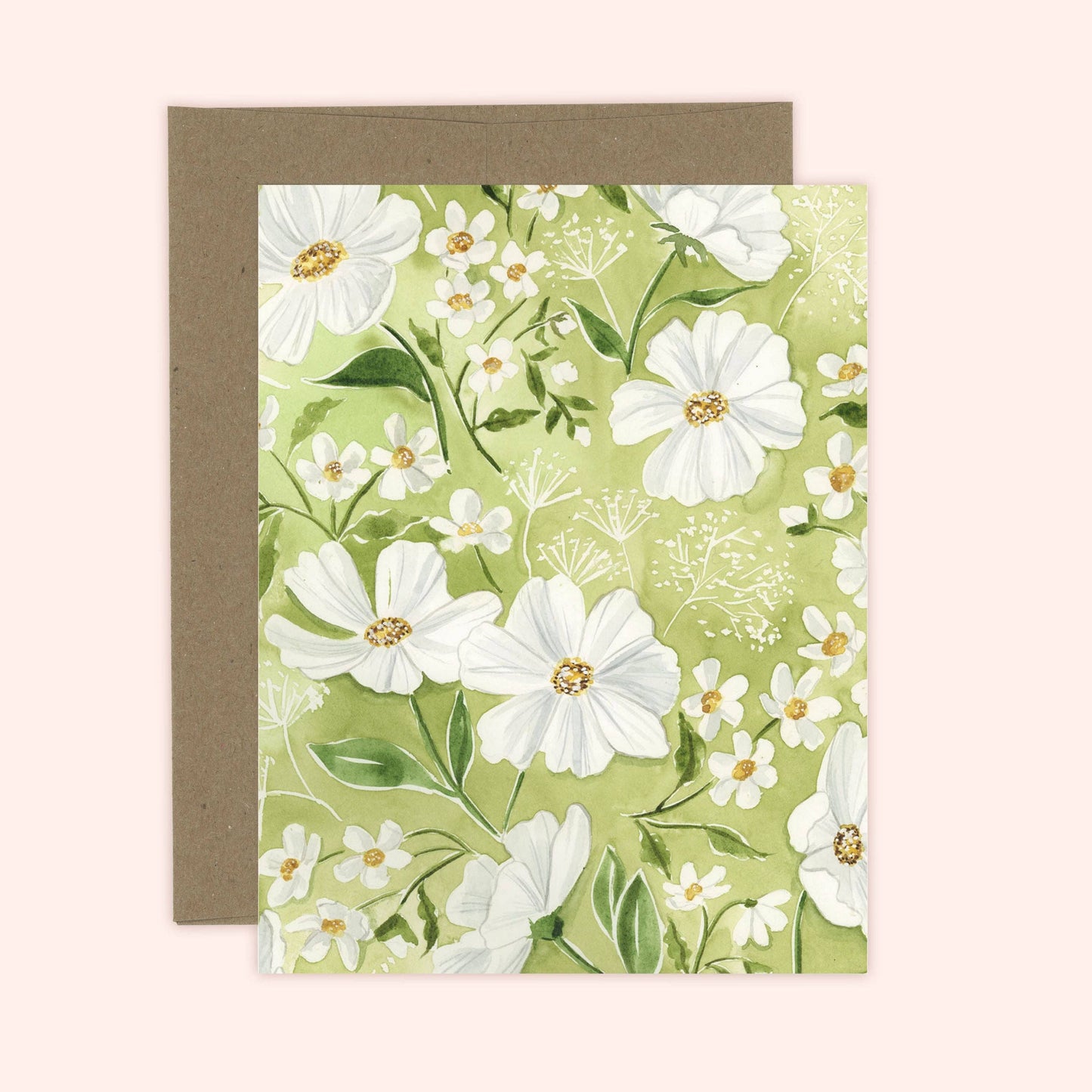 Garden Greens and Daisies Card