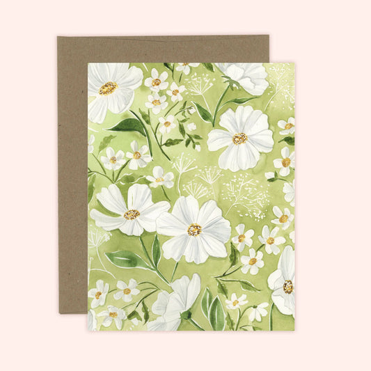 Garden Greens and Daisies Card