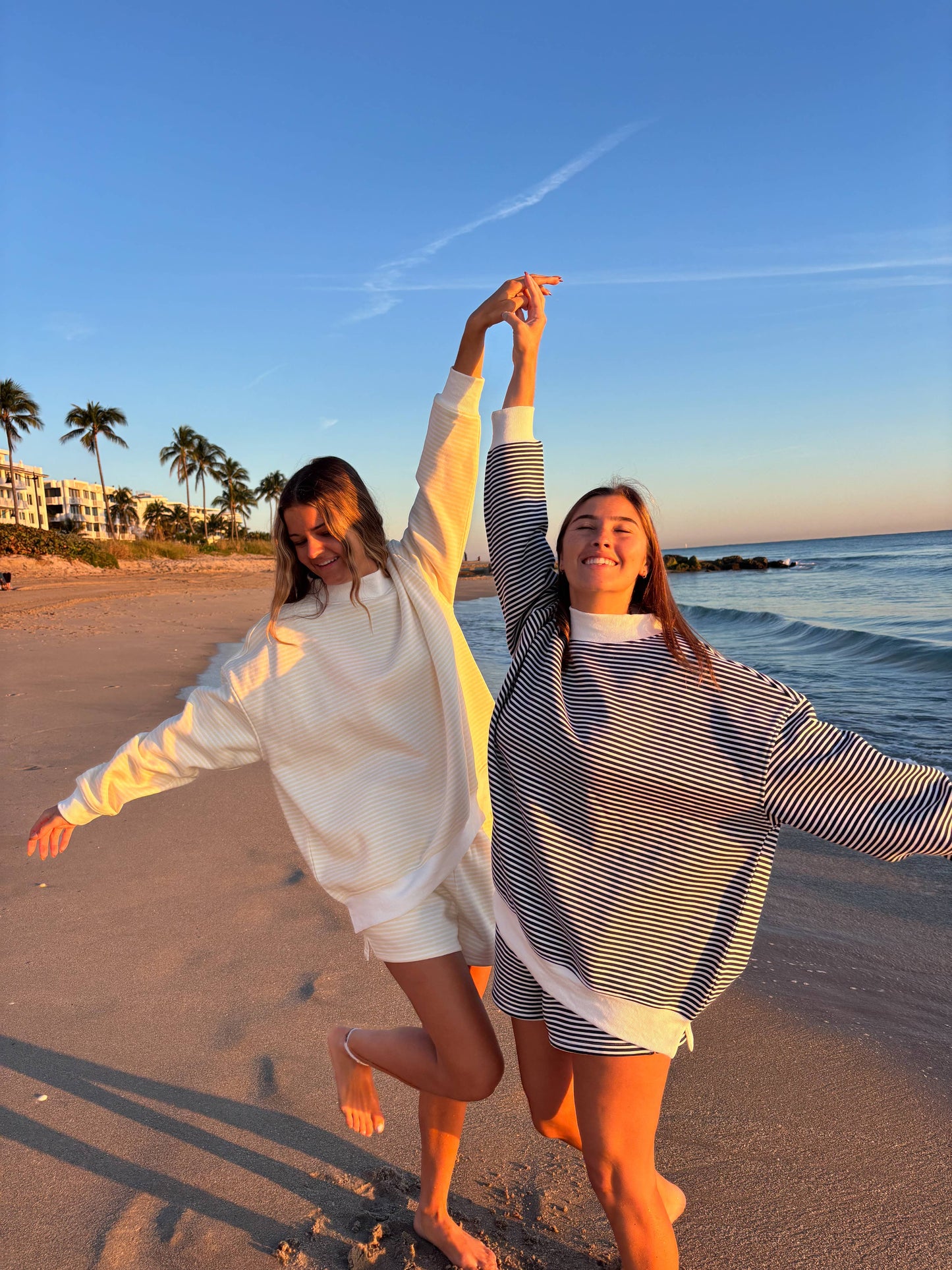 Navy and White Stripe Mockneck Sweatshirt
