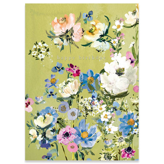 Chartreuse Birthday Flowers Card