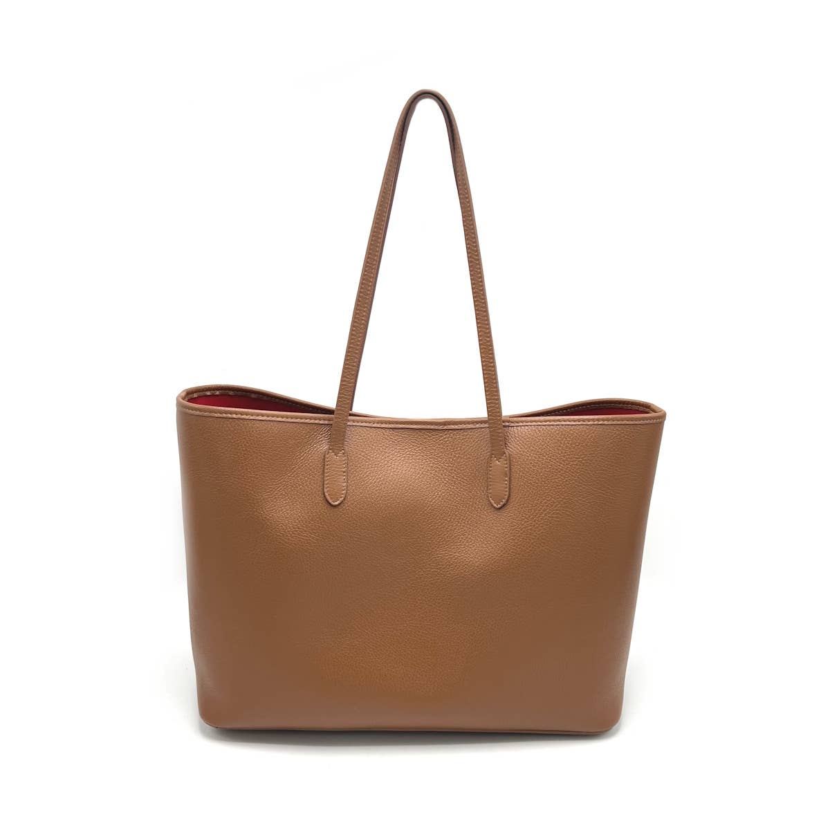 Genuine Leather Tote - Made in Italy - Camel