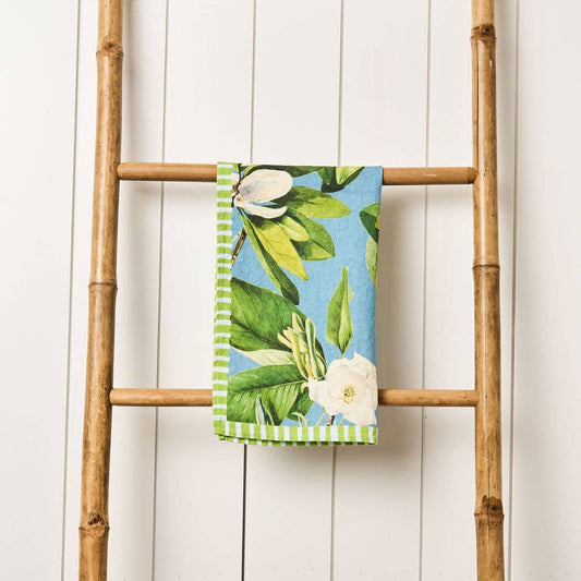 Linen Tea Towel - Magnolia Indigo