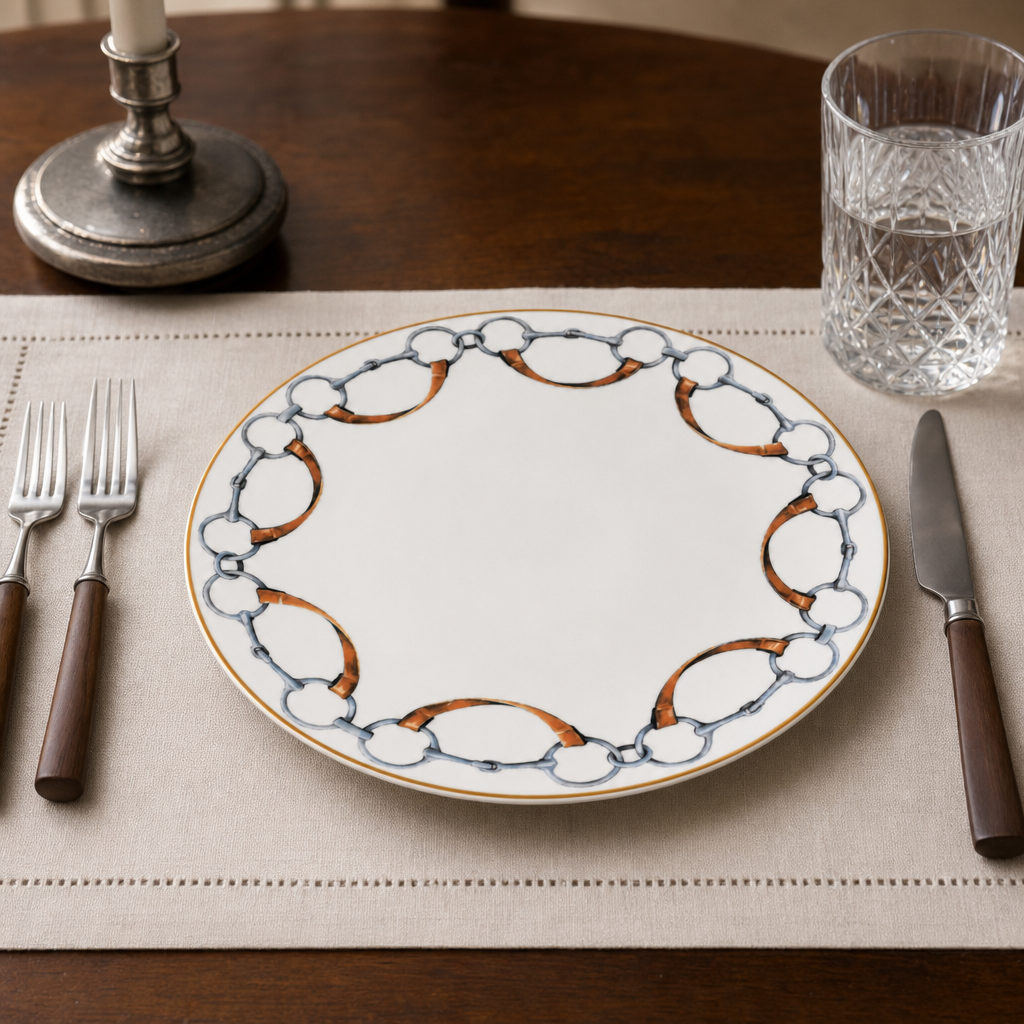 Wellington Bit Pattern Bone China Round Dinner Plate
