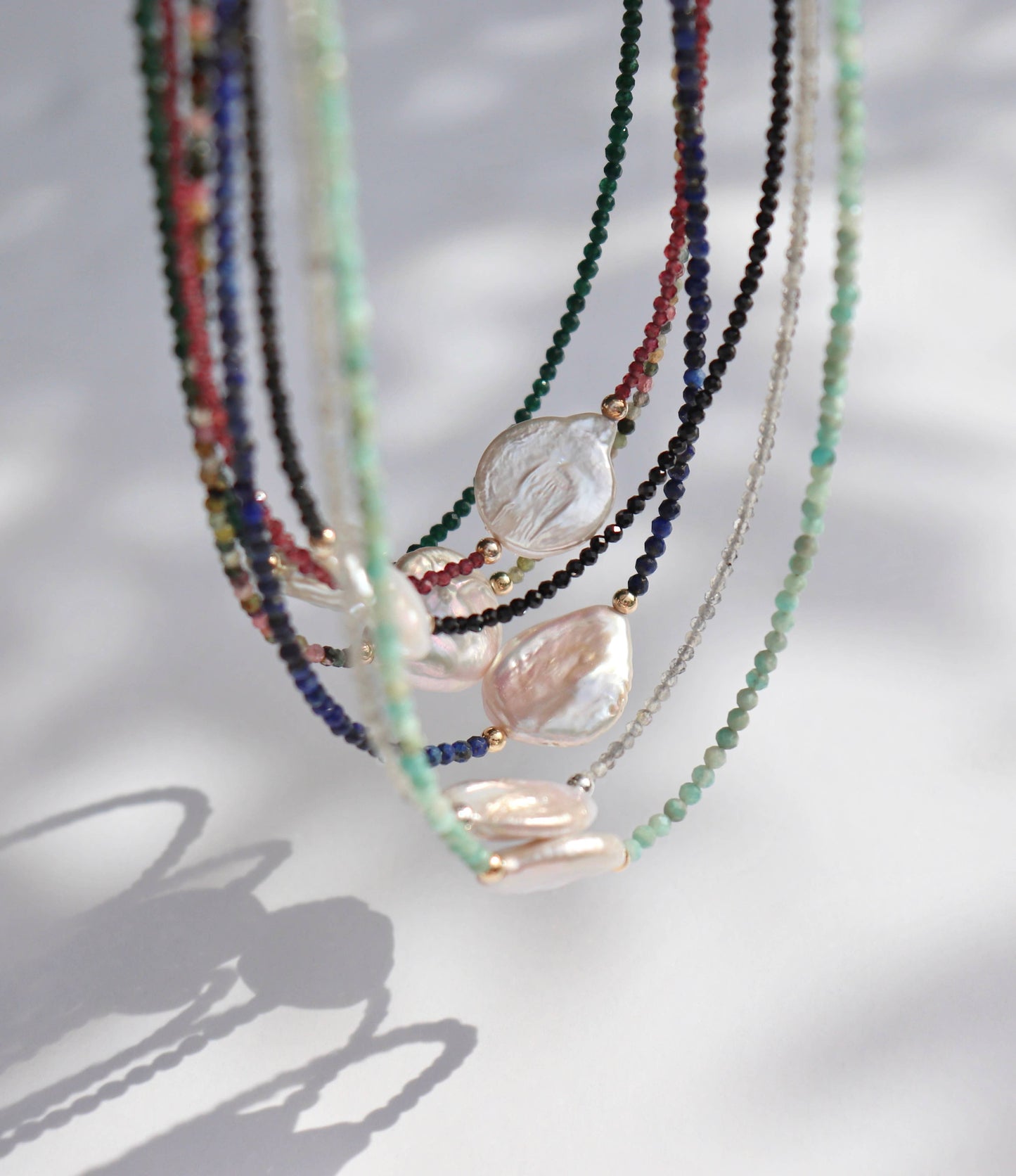 Mystic Coin Pearl Gemstone Necklace - Gold Fill - Apatite - Kaylie Dawn