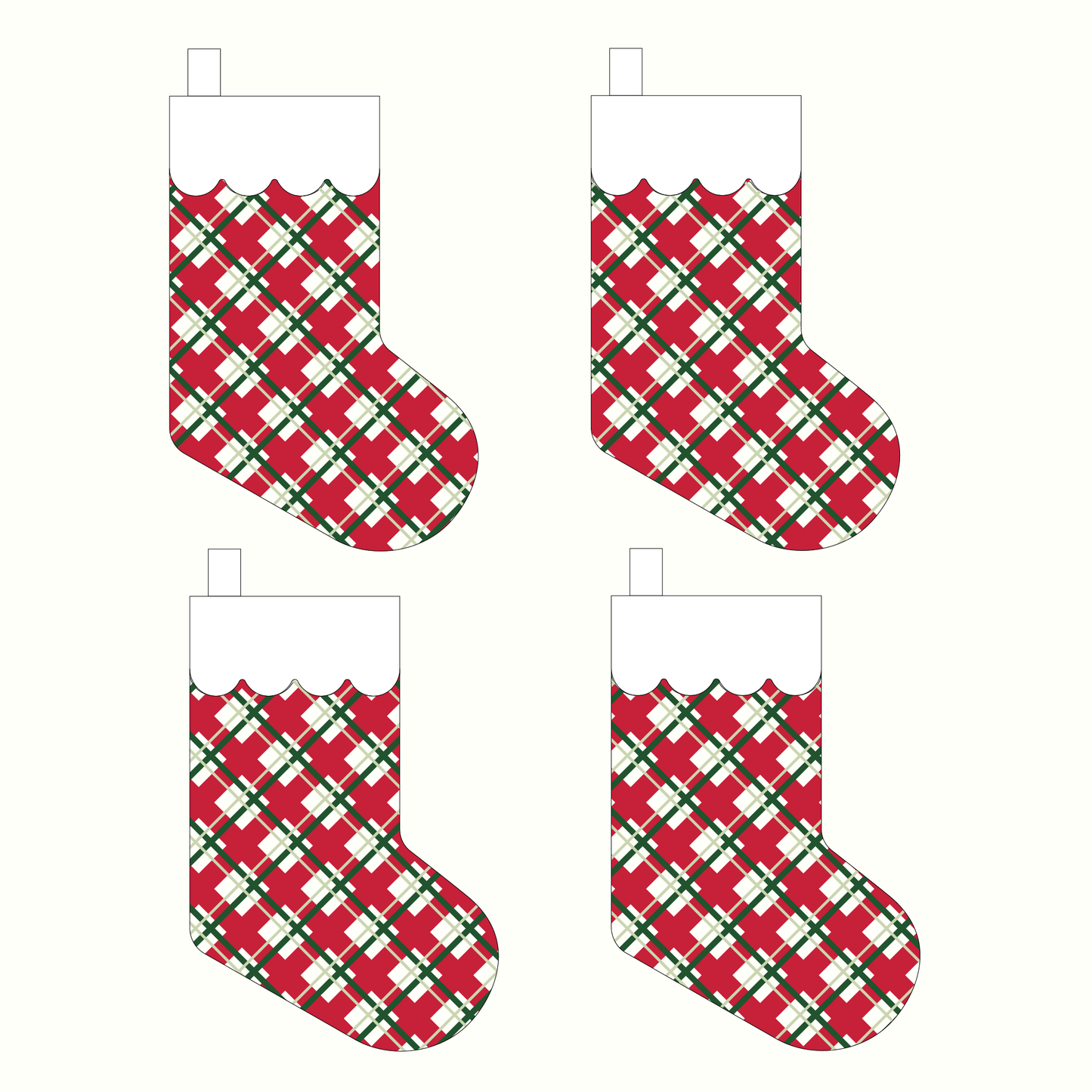 Plaid Stocking Linen Cocktail Napkins - Set of 4