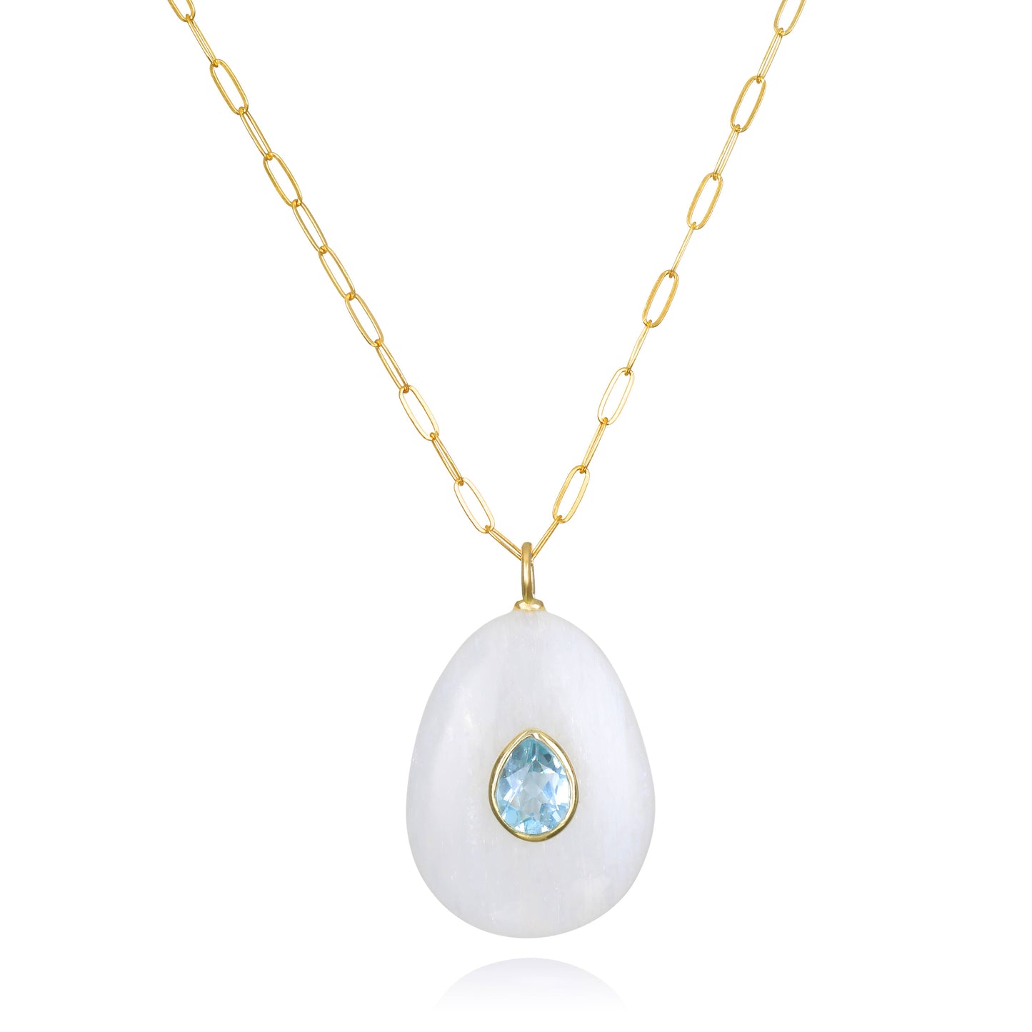 Moonstone and Blue Topaz Pear Necklace