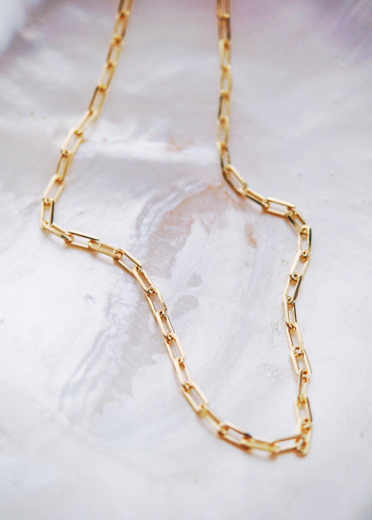 Gold Filled Paperclip Link Chain Necklace - 18 in