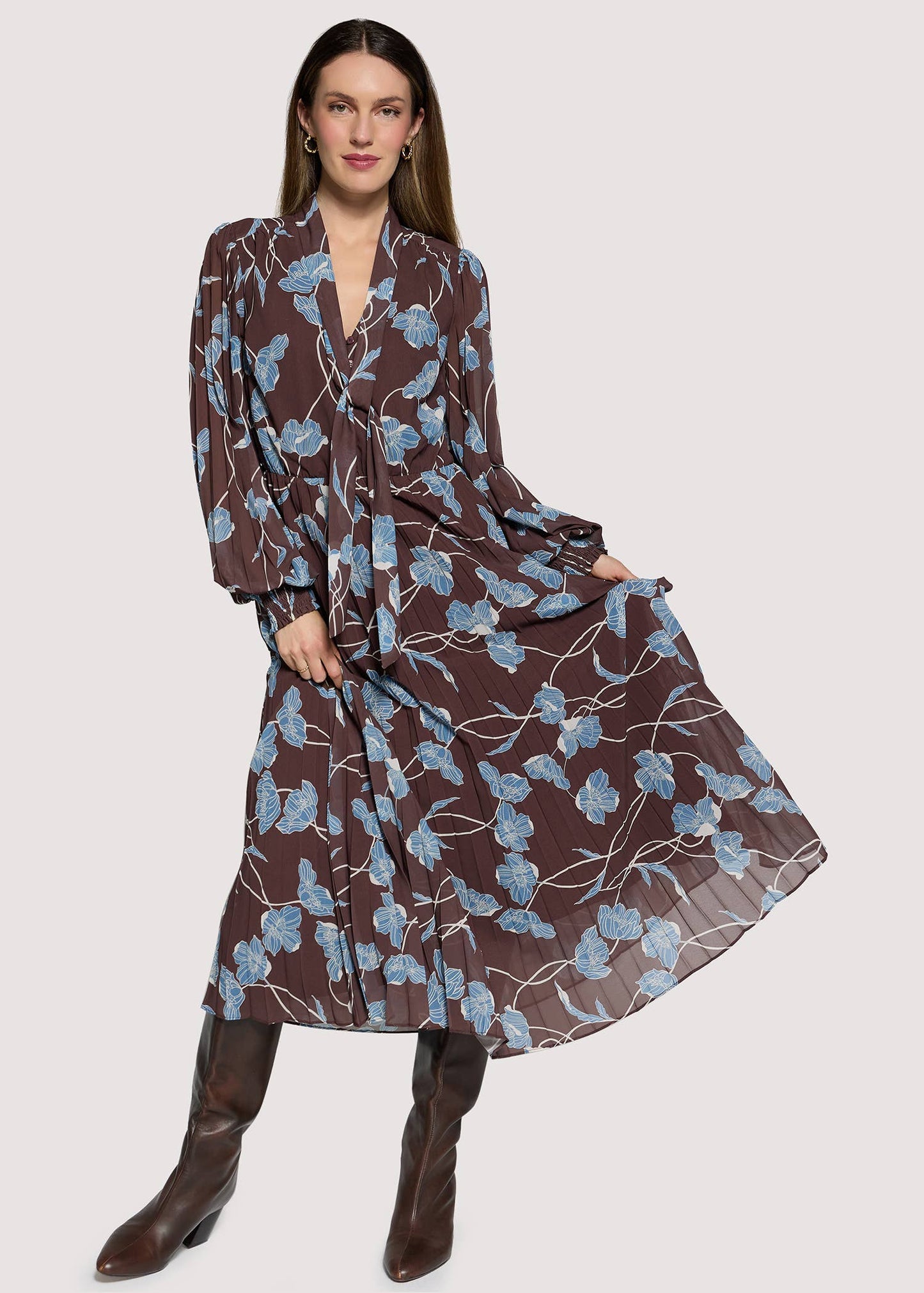 Sapphire Mist Maxi Dress - Brown/Blue