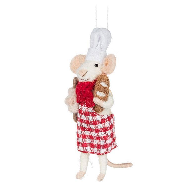 Pastry Chef Mouse Ornament-Red