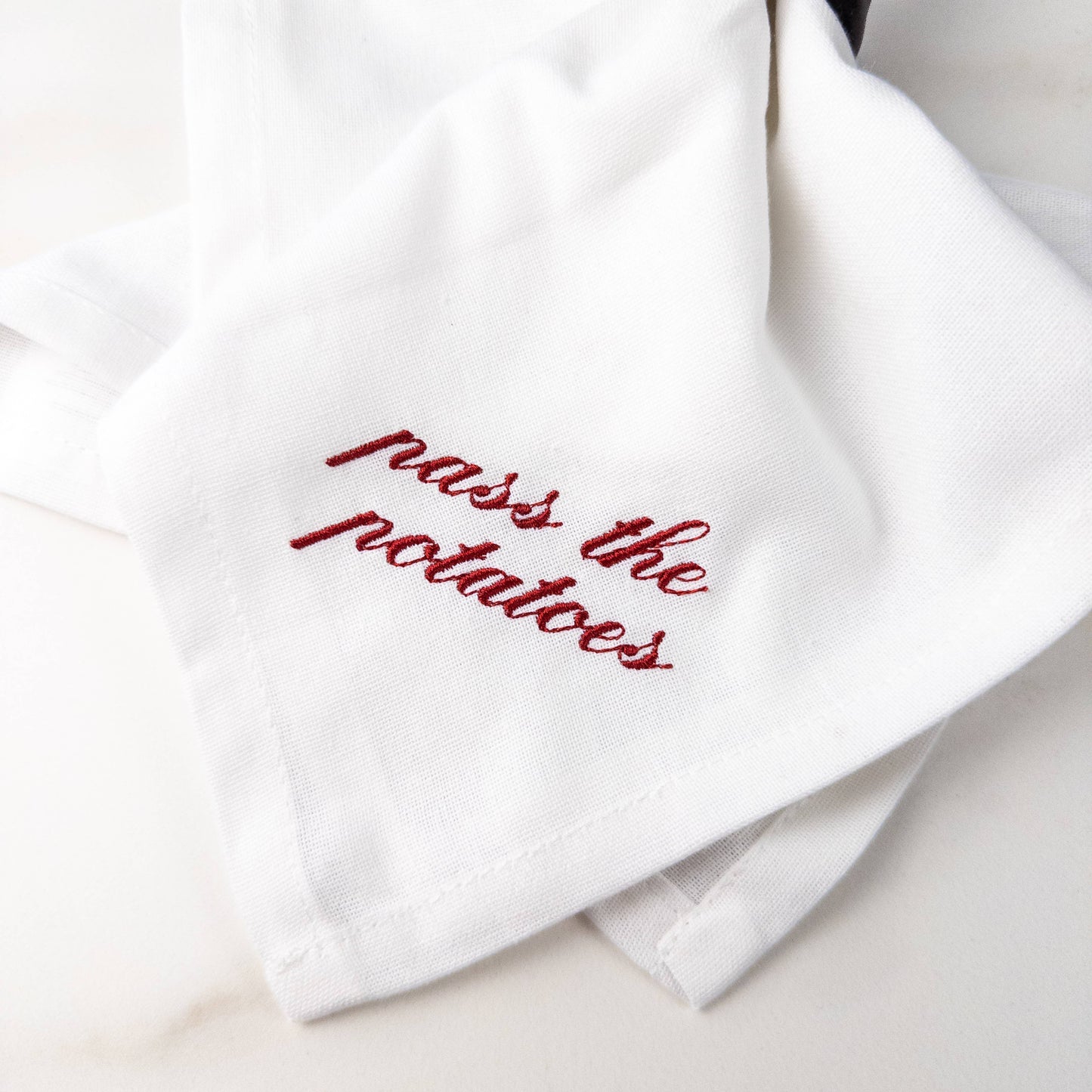 Christmas Table Talk Dinner Napkin Set: White