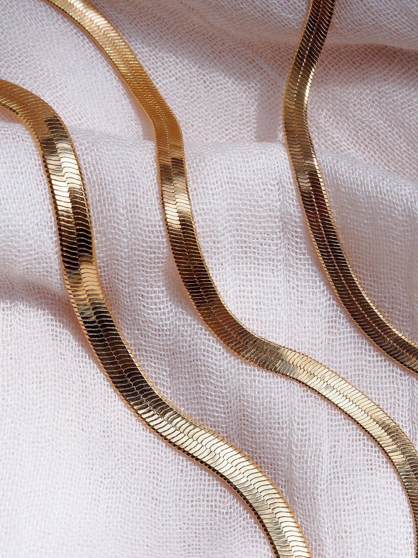 Gold Filled Herringbone Chain Necklace - 4mm, 18 in