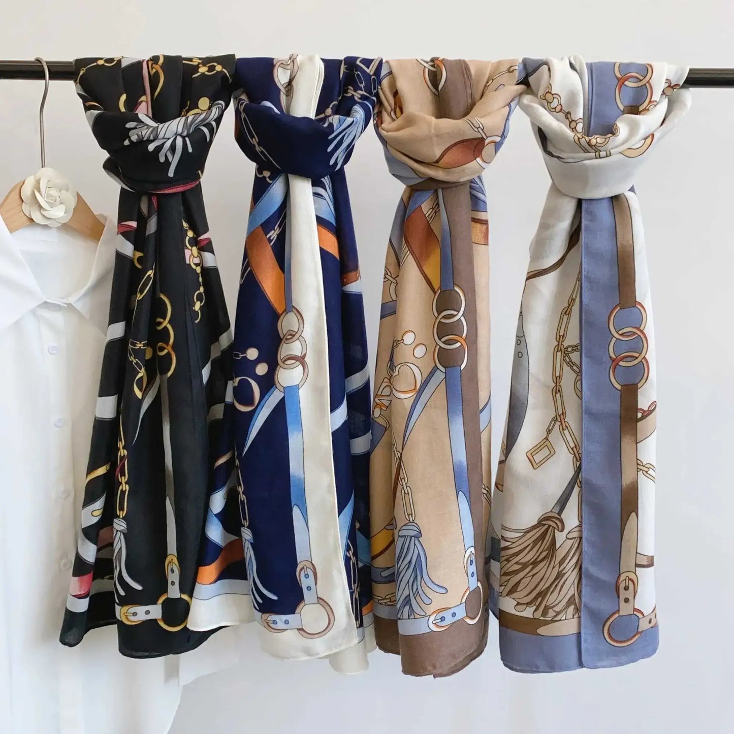 Equestrian Blue + White Scarf