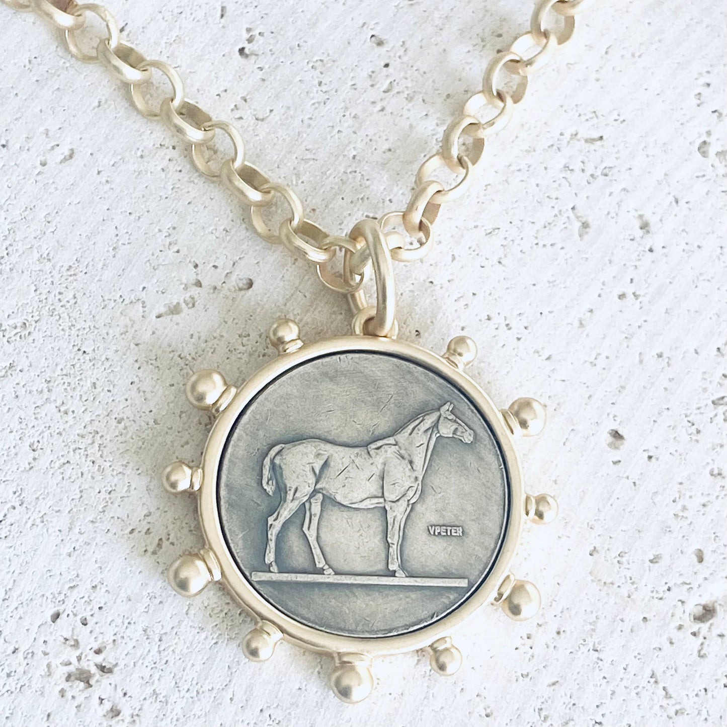 Matte Gold Horse Necklace