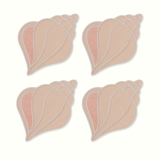 Shell Linen Cocktail Napkins - Set of 4