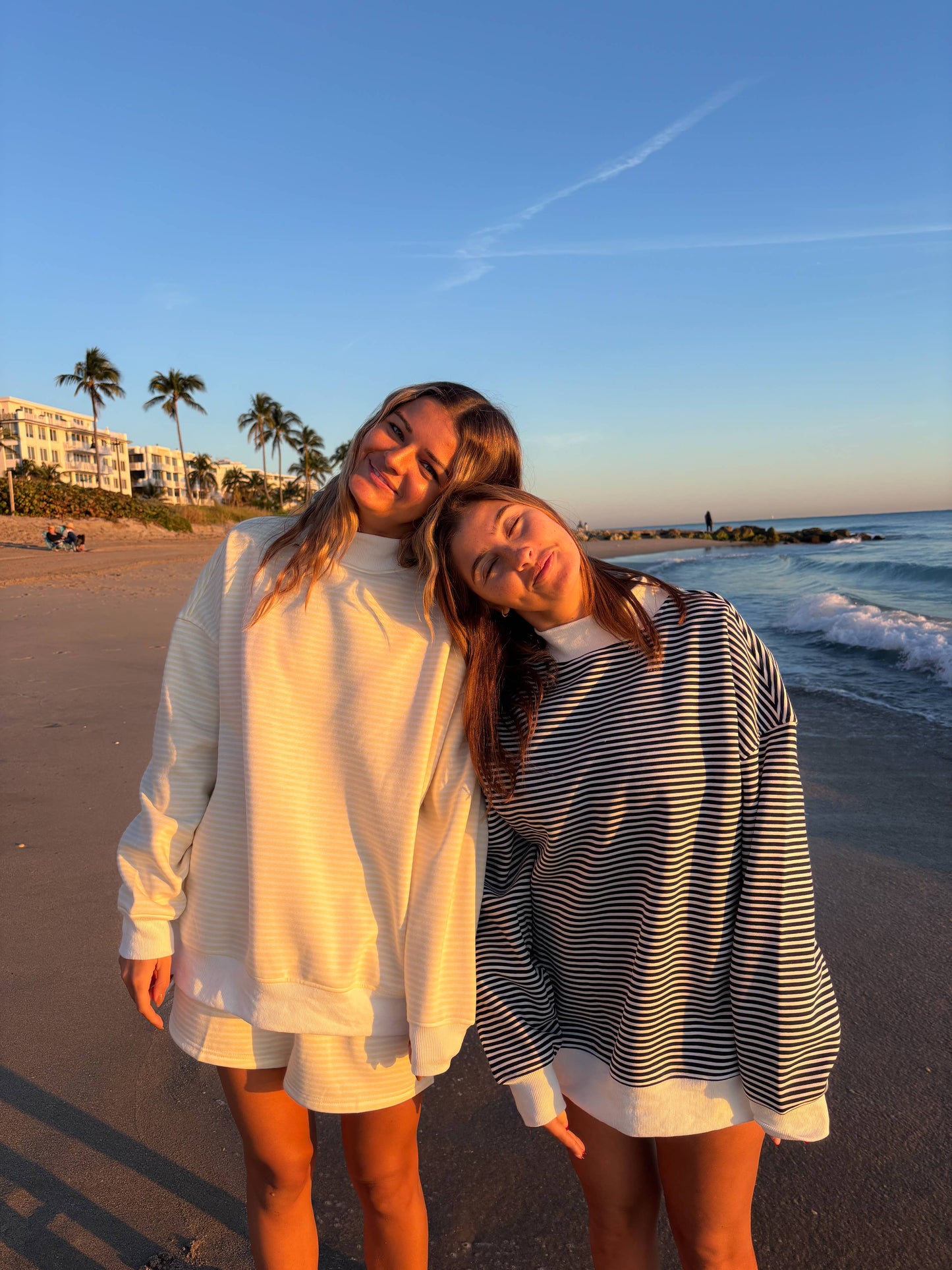 Navy and White Stripe Mockneck Sweatshirt