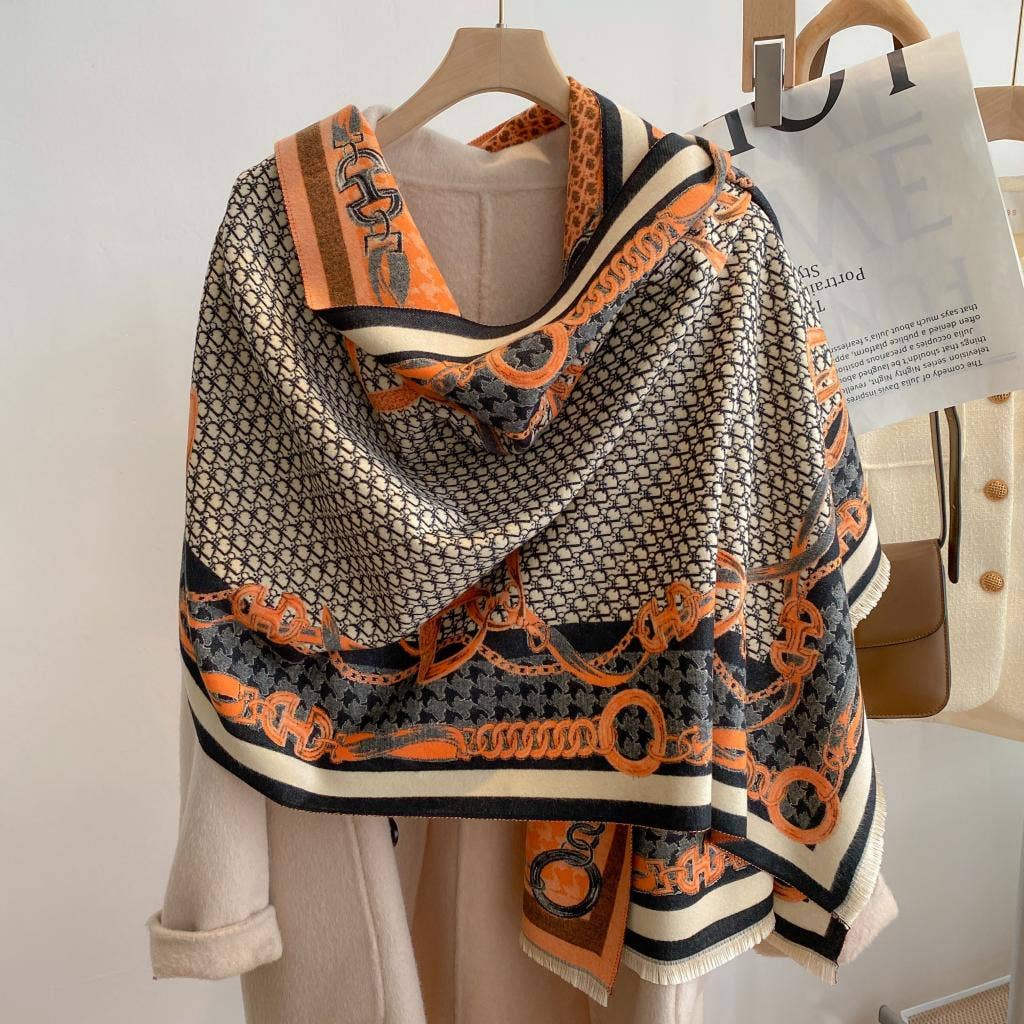 Equestrian Orange + Black Stirrup Reversible Wrap
