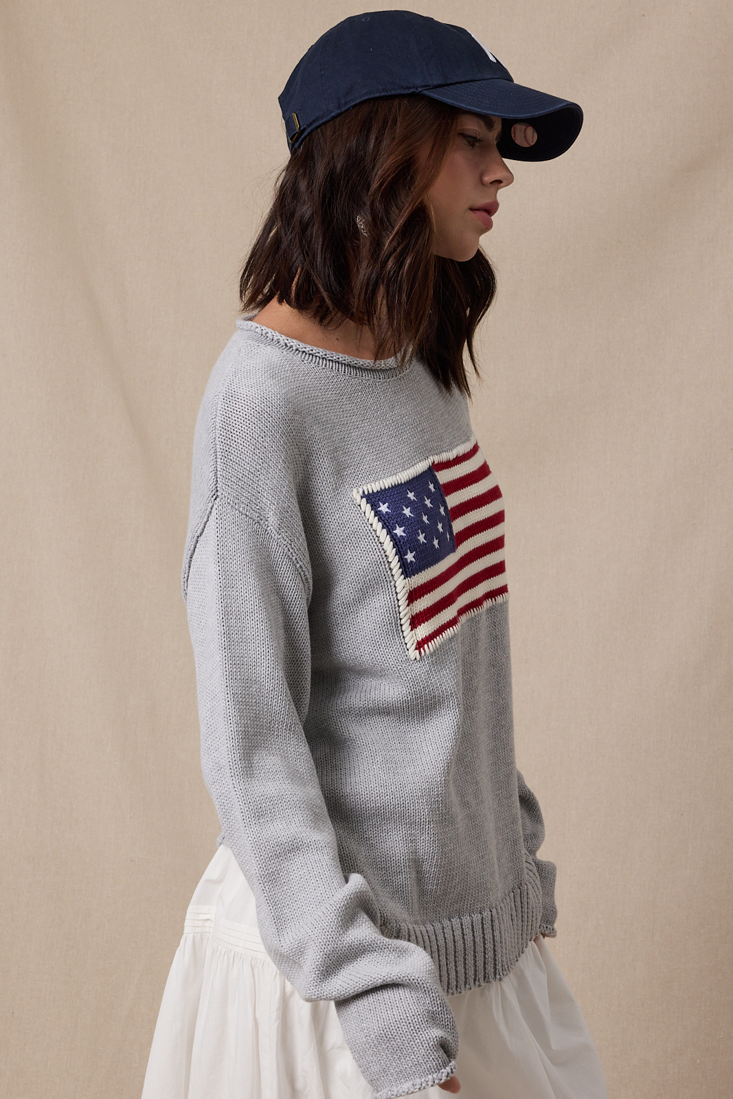 American Flag Sweater - Grey