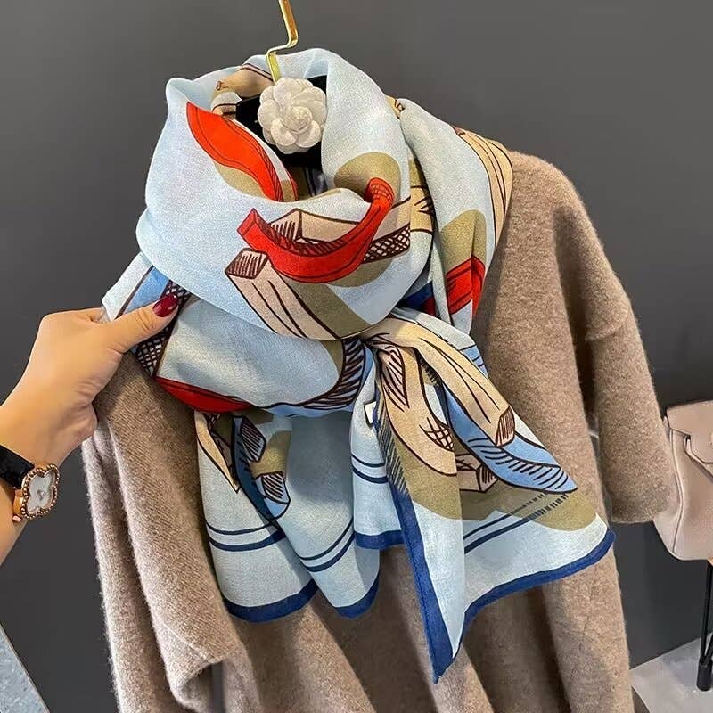 Equestrian Red + Blue Scarf