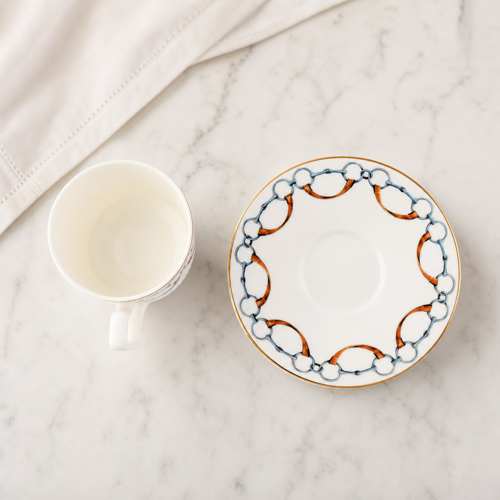 Wellington Bit Pattern Bone China Cup and Saucer